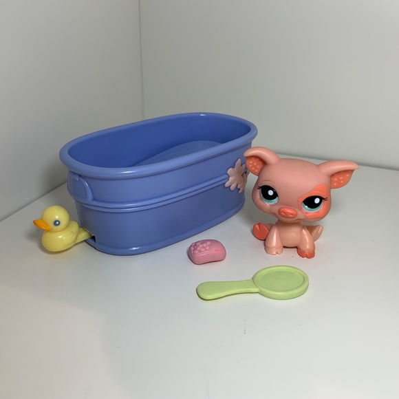RARE Littlest Pet Shop - Pink Piglet Bathtime Set - Picture 2 of 8
